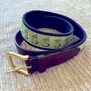 Vineyard Vines Kentucky Derby Mint Julep Ribbon Belt Size 32 USA Made
